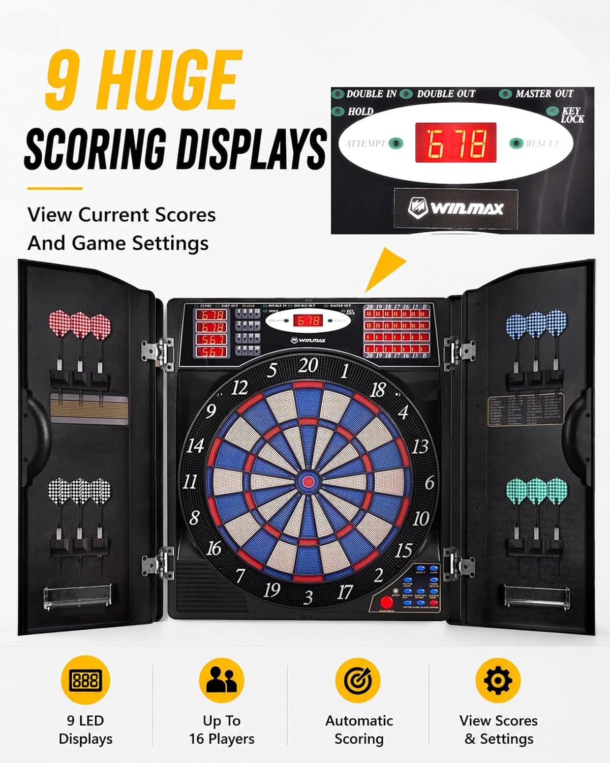 WIN.MAX Electronic Dartboard Cabinet Set – Wholesale