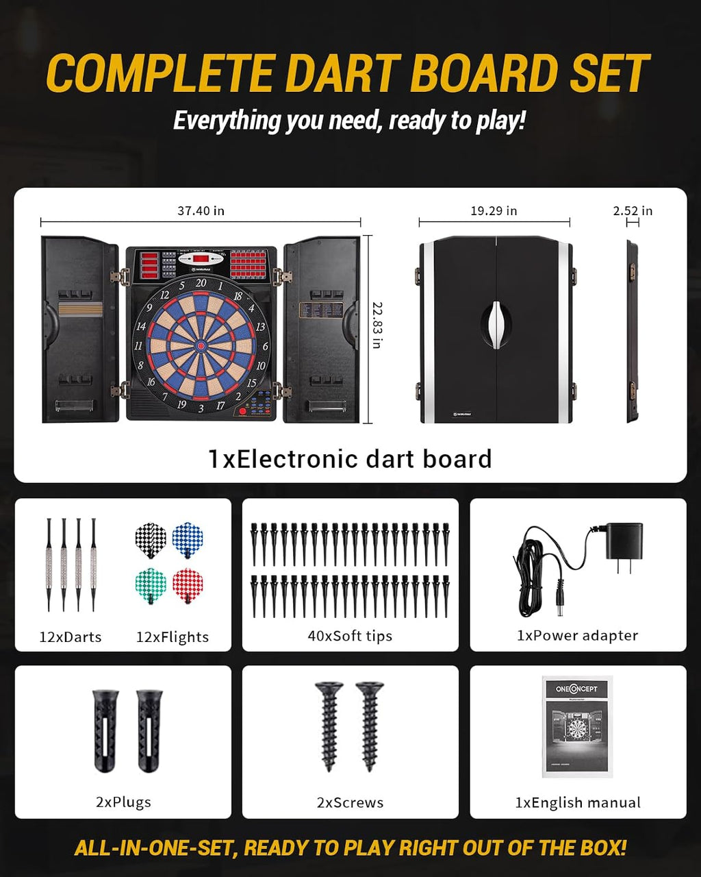 WIN.MAX Electronic Dartboard Cabinet Set – Wholesale