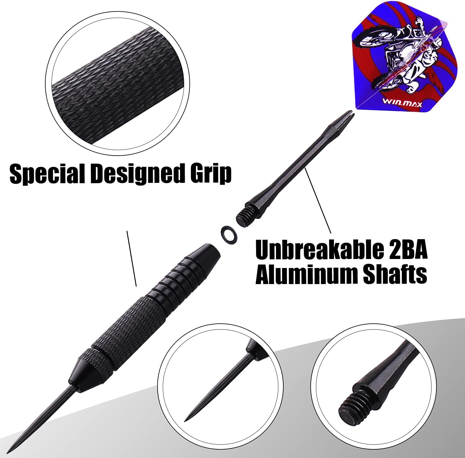 WIN.MAX Steel-Tip Darts Set – 24 g – 12 Piece – Wholesale detail image 3
