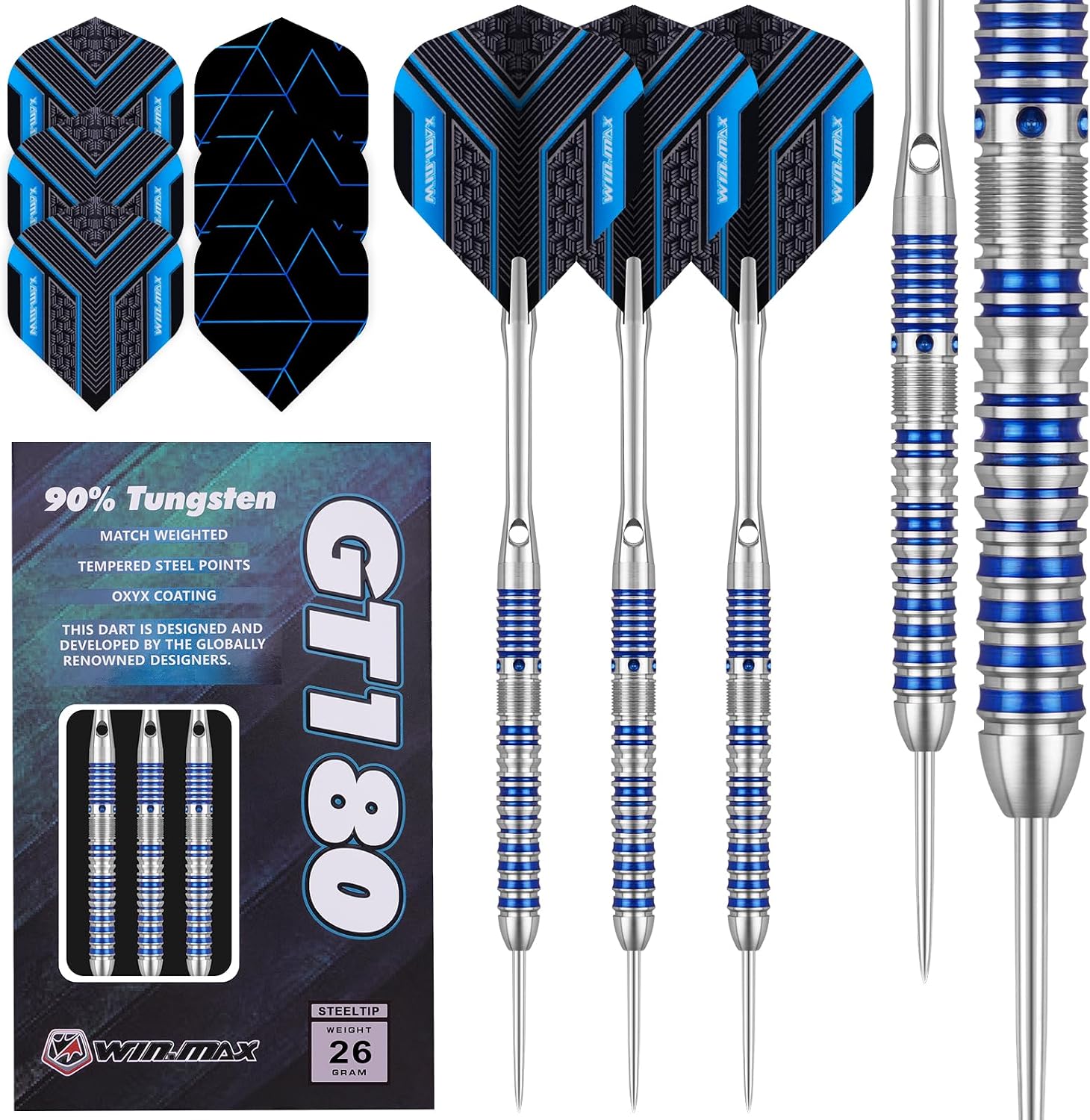 WIN.MAX Tungsten Steel-Tip Darts Set – 20 g – 3 Piece – Wholesale main image