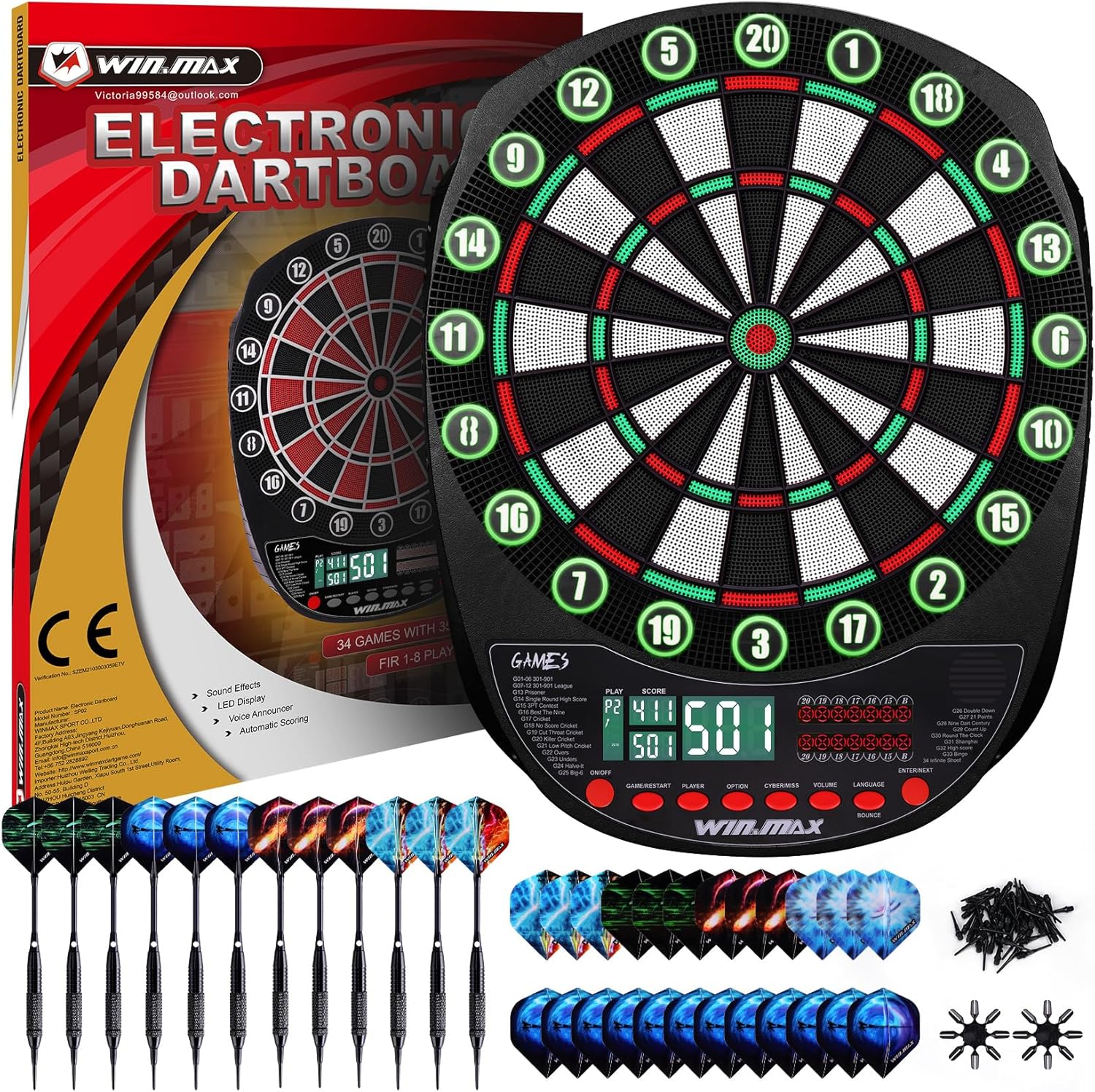 WIN.MAX Electronic Dartboard – 1–8 Players – Wholesale main image