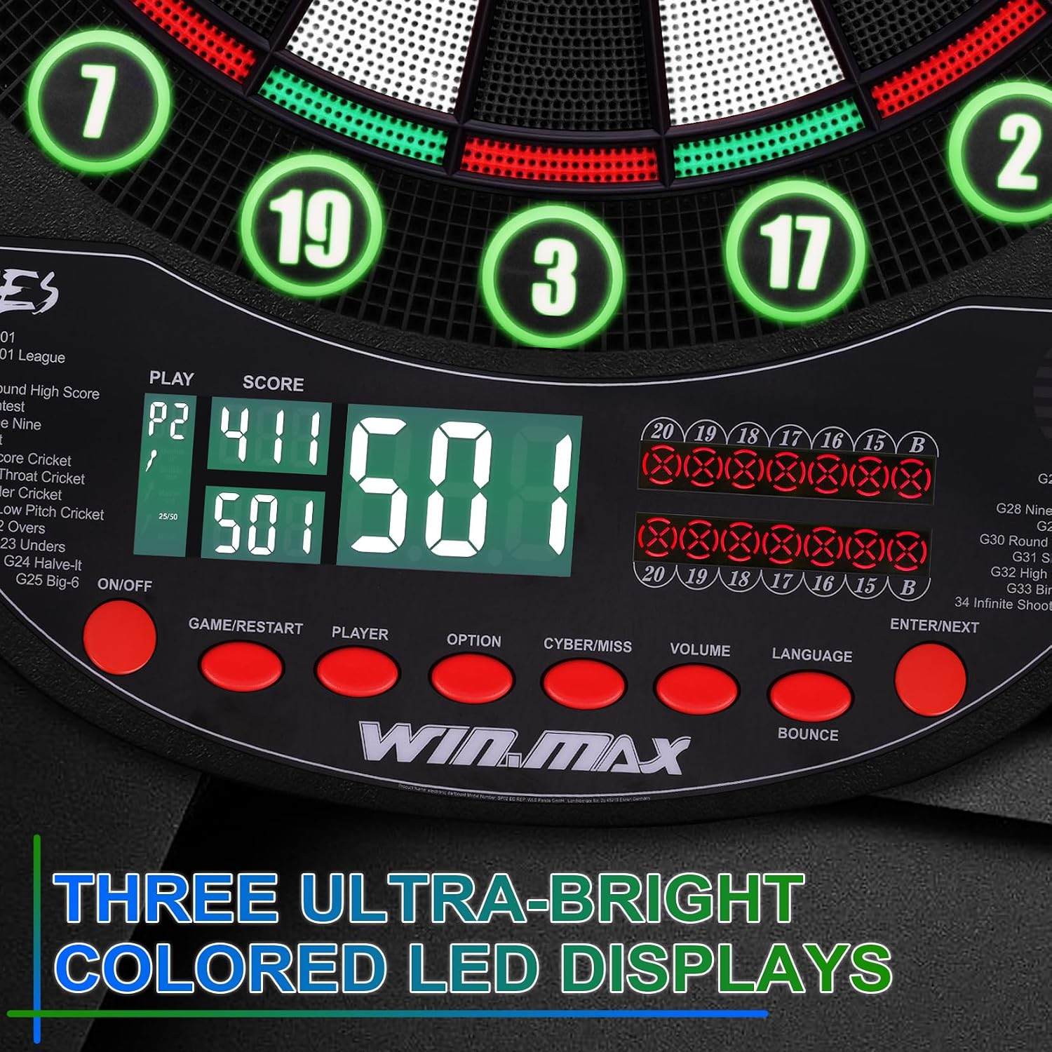 WIN.MAX Electronic Dartboard – 1–8 Players – Wholesale detail image 1