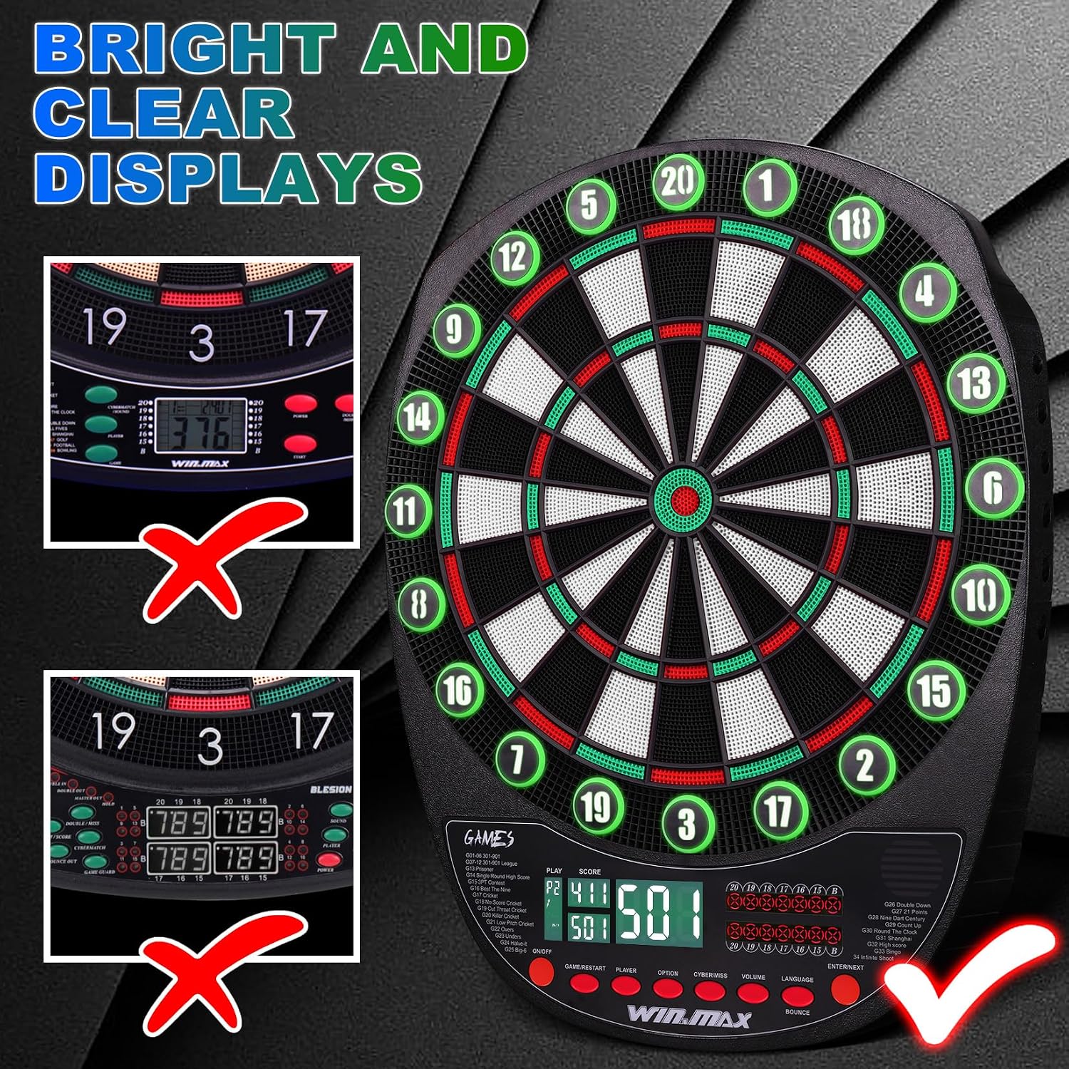 WIN.MAX Electronic Dartboard – 1–8 Players – Wholesale detail image 6