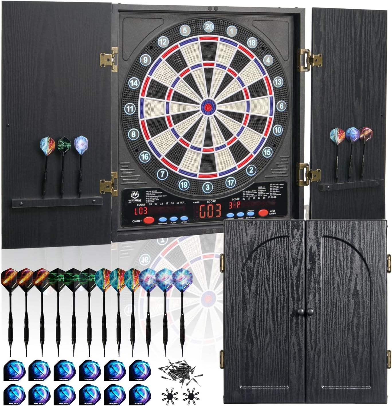 WIN.MAX Electronic Dartboard Cabinet Set – Wholesale main image